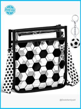Clear PVC Soccer Crossbody Bag Stadium Approved Party Favor Shoulder Keychain